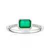 Ross-simons Emerald Ring With . Diamonds In Platinum In Green