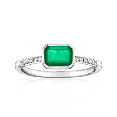 Ross-simons Emerald Ring With . Diamonds In Platinum In Green