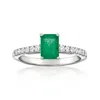 Ross-simons Emerald Ring With . Lab-grown Diamonds In Platinum In Green