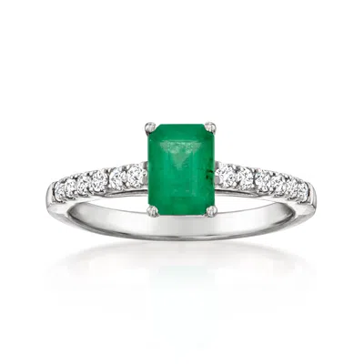 Ross-simons Emerald Ring With . Lab-grown Diamonds In Platinum In Green