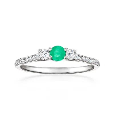 Ross-simons Emerald Ring With . Lab-grown Diamonds In Platinum In White