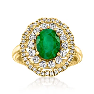 Ross-simons Emerald Ring With White Topaz In 18kt Gold Over Sterling In Transparent