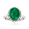 Ross-simons Emerald Ring With . White Topaz In Sterling Silver In Green