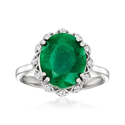Ross-simons Emerald Ring With . White Topaz In Sterling Silver In Green