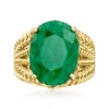 Ross-simons Emerald Roped Ring In 18kt Gold Over Sterling In Green