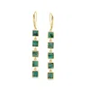 Ross-simons Emerald Square-link Drop Earrings In 18kt Gold Over Sterling In Green