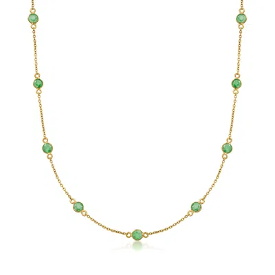 Ross-simons Emerald Station Necklace In 18kt Gold Over Sterling In Multi