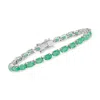 Ross-simons Emerald Tennis Bracelet In Sterling Silver In Multi