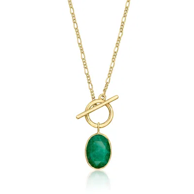 Ross-simons Emerald Toggle Necklace In 18kt Gold Over Sterling