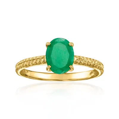 Ross-simons Emerald Twisted Ring In 10kt Yellow Gold In Green