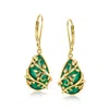 Ross-simons Emerald Vine Drop Earrings In 18kt Gold Over Sterling In Green