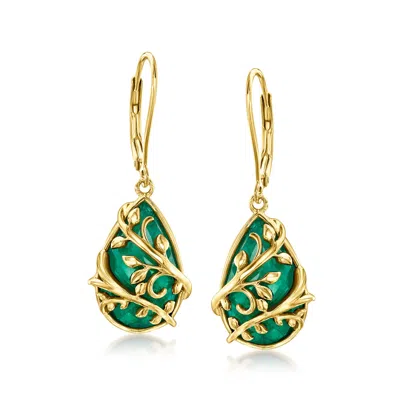 Ross-simons Emerald Vine Drop Earrings In 18kt Gold Over Sterling In Green