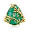 Ross-simons Emerald Vine Ring In 18kt Gold Over Sterling In Green