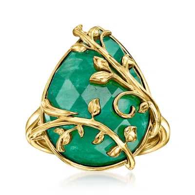 Ross-simons Emerald Vine Ring In 18kt Gold Over Sterling In Green