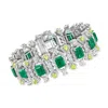 Ross-simons Emerald, White Topaz And Peridot Bracelet In Sterling Silver In Multi