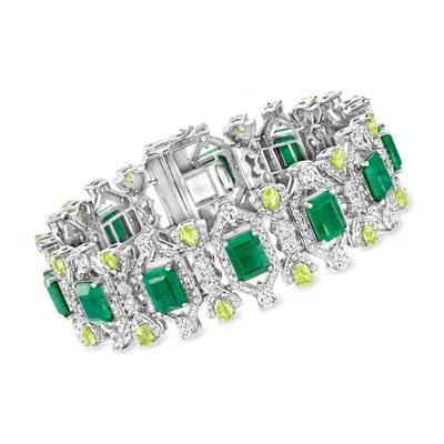 Ross-simons Emerald, White Topaz And Peridot Bracelet In Sterling Silver In Multi