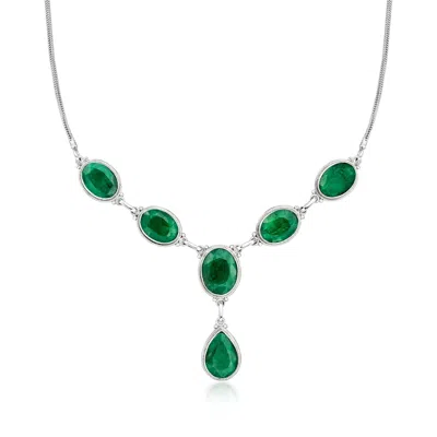 Ross-simons Emerald Y-necklace In Sterling Silver In Multi