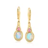 Ross-simons Ethiopian Opal And . Pink Tourmaline Drop Earrings In 18kt Gold Over Sterling In Multi