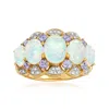 Ross-simons Ethiopian Opal And Tanzanite Ring With Diamonds In 14kt Yellow Gold In White