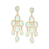 Ross-simons Ethiopian Opal Chandelier Earrings In 14kt Yellow Gold In White