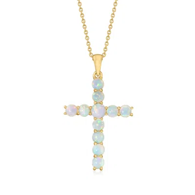 ROSS-SIMONS ETHIOPIAN OPAL CROSS PENDANT NECKLACE IN 18KT GOLD OVER STERLING