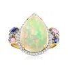 Ross-simons Ethiopian Opal Ring With Multicolored Diamonds And . Multicolored Sapphires In 14kt Yellow Gold In White