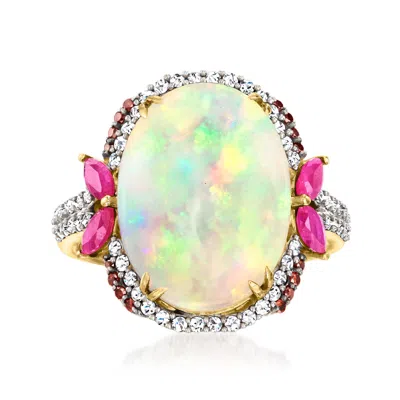 Ross-simons Ethiopian Opal Ring With . Rubies And . Multicolored Diamonds In 14kt Yellow Gold