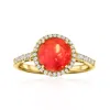 Ross-simons Fire Opal Ring With . Diamonds In 14kt Yellow Gold