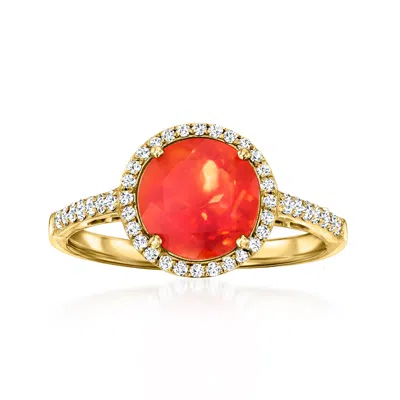 Ross-simons Fire Opal Ring With . Diamonds In 14kt Yellow Gold