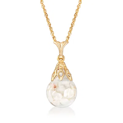 Ross-simons Floating Opal Pendant Necklace In 14kt Yellow Gold In Silver