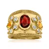 Ross-simons Garnet And . Citrine Ring With . White Topaz In 18kt Gold Over Sterling In Red