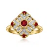 Ross-simons Garnet And . Diamond Vintage-style Ring In 18kt Gold Over Sterling In Red