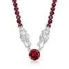 Ross-simons Garnet And Garnet Bead Necklace In Sterling Silver In Red