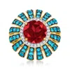 Ross-simons Garnet And London Blue Topaz Ring With . White Zircons In 18kt Gold Over Sterling In Red