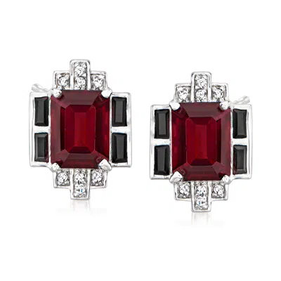 Ross-simons Garnet And . Multi-gem Earrings In Sterling Silver