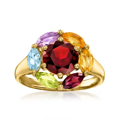 Ross-simons Garnet And Multi-gemstone Ring In 18kt Gold Over Sterling In Red