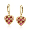 Ross-simons Garnet And . Pink Topaz Heart Drop Earrings In 18kt Gold Over Sterling In Red