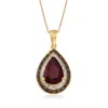 Ross-simons Garnet And . Red And White Diamond Pendant Necklace In 18kt Gold Over Sterling In Multi
