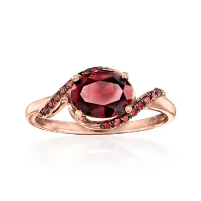 Ross-simons Garnet And . Red Diamond Ring In 14kt Rose Gold