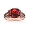 Ross-simons Garnet And . Red Diamond Ring In 14kt Rose Gold