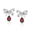 Ross-simons Garnet And . White Topaz Bow Drop Earrings In Sterling Silver In Red