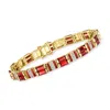 Ross-simons Garnet And . White Topaz Bracelet With Red Enamel In 18kt Gold Over Sterling In Multi