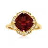 Ross-simons Garnet And . White Topaz Ring In 14kt Yellow Gold In Red