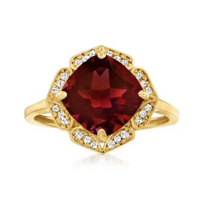 Ross-simons Garnet And . White Topaz Ring In 14kt Yellow Gold In Red