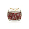 Ross-simons Garnet And . White Zircon Drum Pin/pendant With White Enamel In 18kt Gold Over Sterling In Multi
