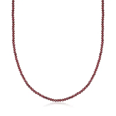 Ross-simons Garnet Bead Necklace With 18kt Gold Over Sterling In Red