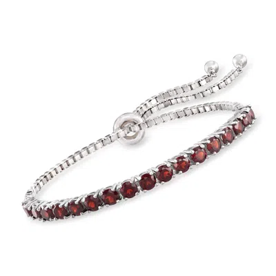 Ross-simons Garnet Bolo Bracelet In Sterling Silver In Red