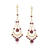 Ross-simons Garnet Chandelier Earrings In 14kt Yellow Gold In Red
