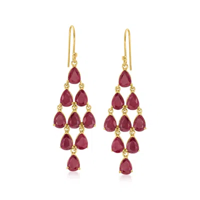 Ross-simons Garnet Chandelier Earrings In 18kt Gold Over Sterling In Red