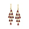 Ross-simons Garnet Chandelier Earrings In 18kt Gold Over Sterling In Red